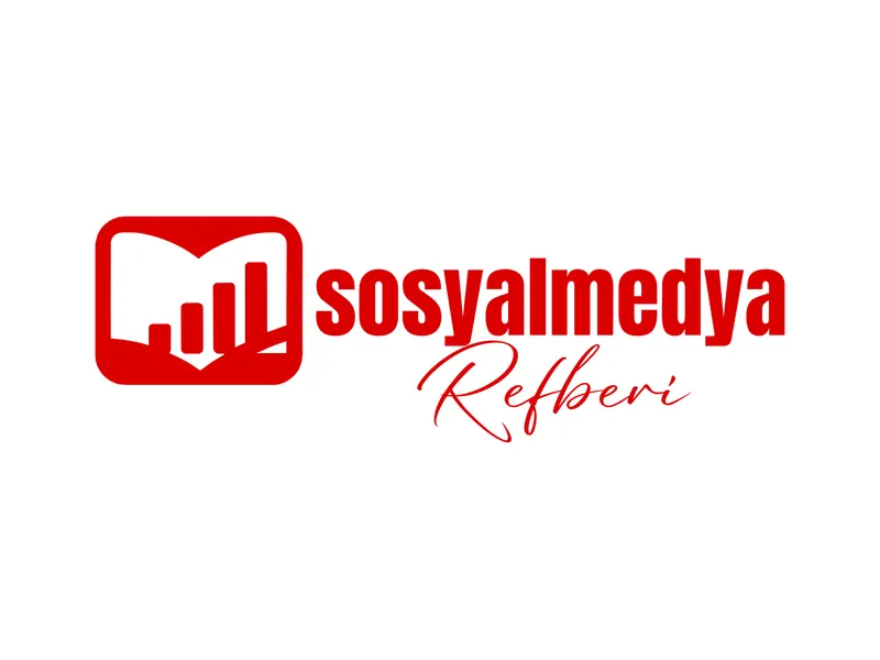 Kırmızı ve beyaz renklerle tasarlanmış Sosyal Medya Rehberi logotype ve kitap-grafik ikonu sunumu.