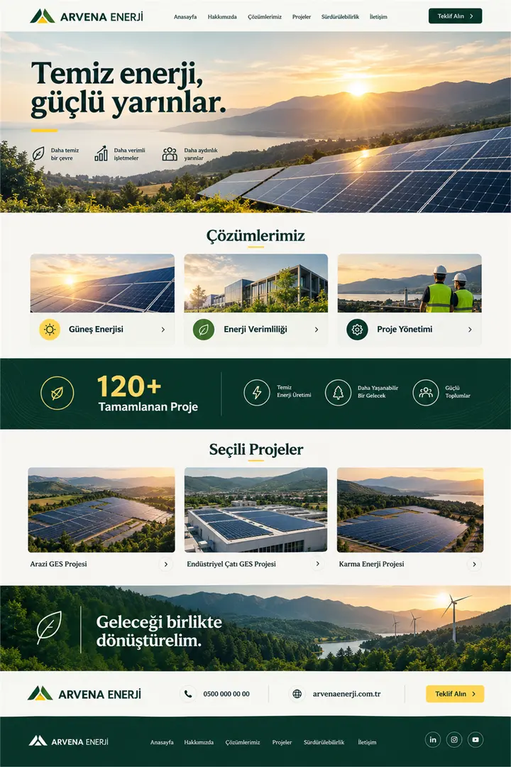 Arvena Enerji Kurumsal Web Sitesi Tasarımı — 2-ana-sayfa