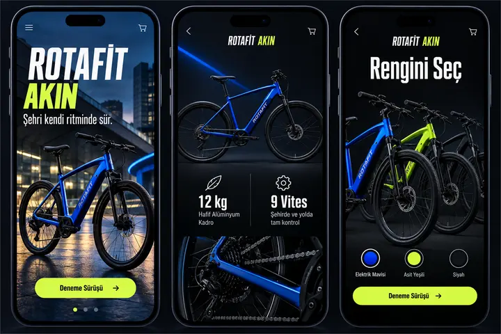 RotaFit Akın Şehir Bisikleti Landing Page Tasarımı — 3-mobil-gorunum